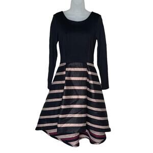 NWT HUTCH Maddie Black Gold Striped Long Sleeve Formal Dress Women’s